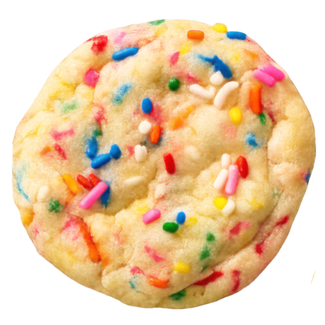 Cookie with colorful sprinkles on a white background